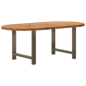 vidaXL Eettafel 200x100x74 cm ovaal massief eikenhout lichtbruin