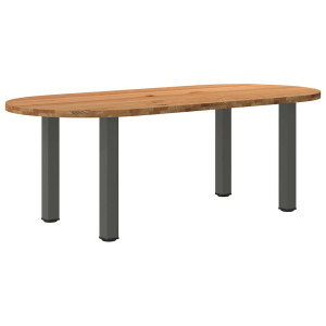 vidaXL Eettafel 220x100x74 cm ovaal massief eikenhout lichtbruin