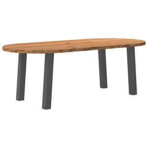 vidaXL Eettafel 220x100x74 cm ovaal massief eikenhout lichtbruin