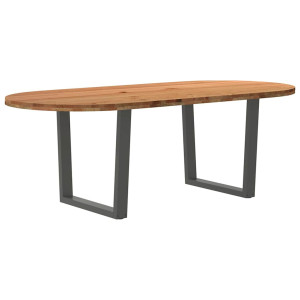 vidaXL Eettafel 220x100x74 cm ovaal massief eikenhout lichtbruin