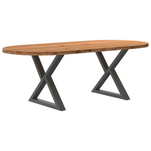 vidaXL Eettafel 220x100x74 cm ovaal massief eikenhout lichtbruin