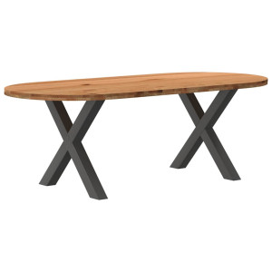 vidaXL Eettafel 220x100x74 cm ovaal massief eikenhout lichtbruin