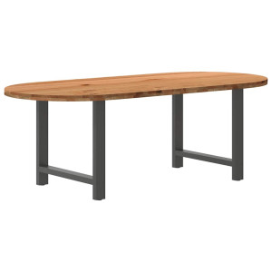 vidaXL Eettafel 220x100x74 cm ovaal massief eikenhout lichtbruin