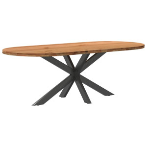vidaXL Eettafel 220x100x74 cm ovaal massief eikenhout lichtbruin