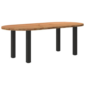 vidaXL Eettafel 220x100x74 cm ovaal massief eikenhout lichtbruin