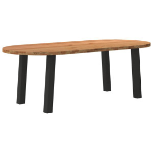 vidaXL Eettafel 220x100x74 cm ovaal massief eikenhout lichtbruin