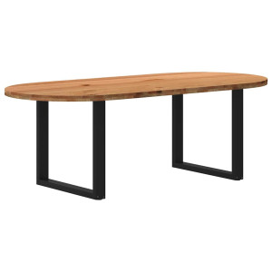 vidaXL Eettafel 220x100x74 cm ovaal massief eikenhout lichtbruin