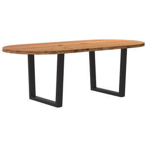 vidaXL Eettafel 220x100x74 cm ovaal massief eikenhout lichtbruin