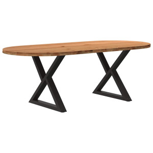 vidaXL Eettafel 220x100x74 cm ovaal massief eikenhout lichtbruin