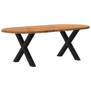 vidaXL Eettafel 220x100x74 cm ovaal massief eikenhout lichtbruin