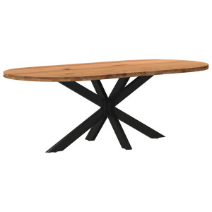 vidaXL Eettafel 220x100x74 cm ovaal massief eikenhout lichtbruin