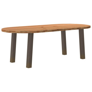 vidaXL Eettafel 220x100x74 cm ovaal massief eikenhout lichtbruin