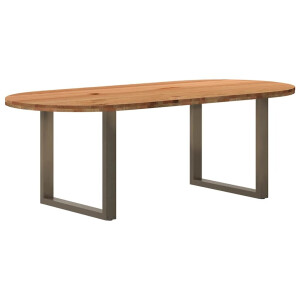 vidaXL Eettafel 220x100x74 cm ovaal massief eikenhout lichtbruin