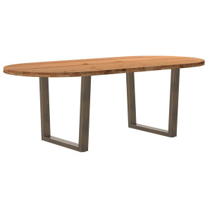 vidaXL Eettafel 220x100x74 cm ovaal massief eikenhout lichtbruin