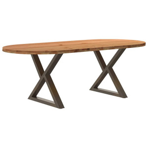 vidaXL Eettafel 220x100x74 cm ovaal massief eikenhout lichtbruin