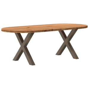 vidaXL Eettafel 220x100x74 cm ovaal massief eikenhout lichtbruin