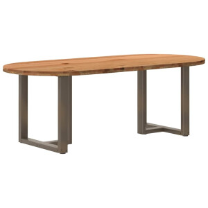 vidaXL Eettafel 220x100x74 cm ovaal massief eikenhout lichtbruin