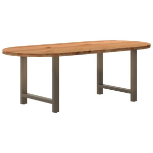 vidaXL Eettafel 220x100x74 cm ovaal massief eikenhout lichtbruin