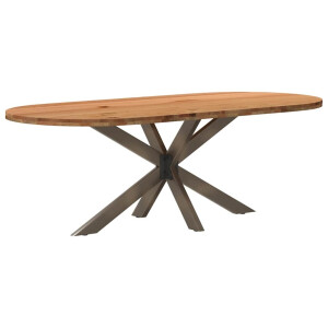 vidaXL Eettafel 220x100x74 cm ovaal massief eikenhout lichtbruin