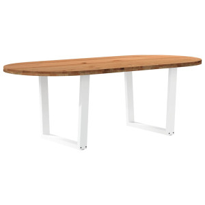 vidaXL Eettafel 220x100x74 cm ovaal massief eikenhout lichtbruin
