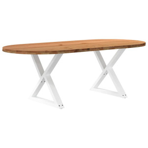 vidaXL Eettafel 220x100x74 cm ovaal massief eikenhout lichtbruin