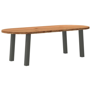 vidaXL Eettafel 240x100x74 cm ovaal massief eikenhout lichtbruin