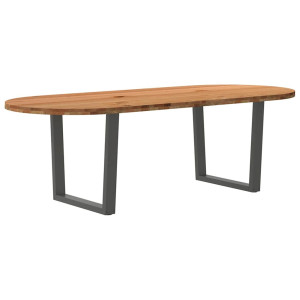 vidaXL Eettafel 240x100x74 cm ovaal massief eikenhout lichtbruin