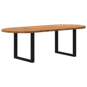 vidaXL Eettafel 240x100x74 cm ovaal massief eikenhout lichtbruin
