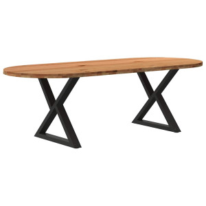vidaXL Eettafel 240x100x74 cm ovaal massief eikenhout lichtbruin