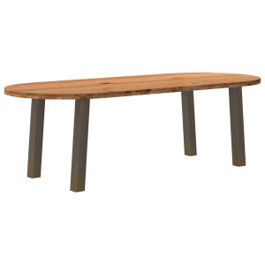 vidaXL Eettafel 240x100x74 cm ovaal massief eikenhout lichtbruin
