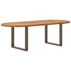 vidaXL Eettafel 240x100x74 cm ovaal massief eikenhout lichtbruin
