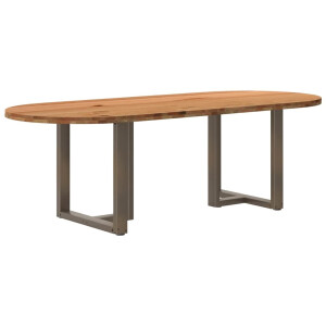 vidaXL Eettafel 240x100x74 cm ovaal massief eikenhout lichtbruin