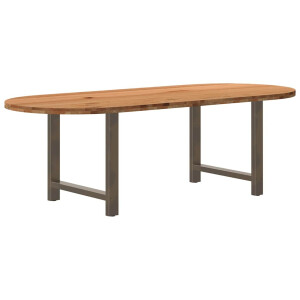 vidaXL Eettafel 240x100x74 cm ovaal massief eikenhout lichtbruin