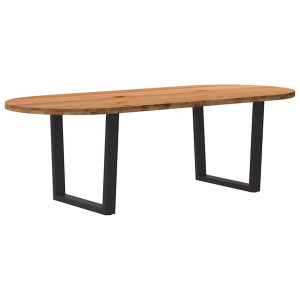 vidaXL Eettafel 240x100x74 cm ovaal massief eikenhout lichtbruin