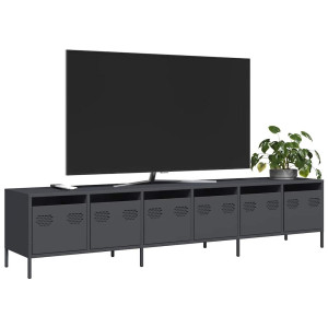 vidaXL Tv-meubel 202x39x43,5 cm koudgewalst staal antracietkleurig