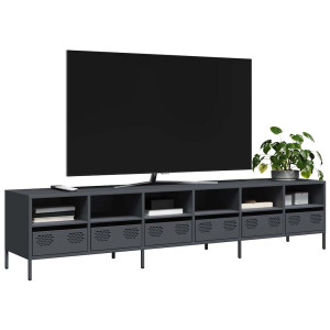 vidaXL Tv-meubel 202x39x43,5 cm koudgewalst staal antracietkleurig