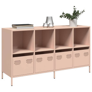 vidaXL Dressoir 135x39x73,5 cm koudgewalst staal roze