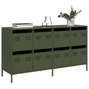 vidaXL Dressoir 135x39x73,5 cm koudgewalst staal olijfgroen