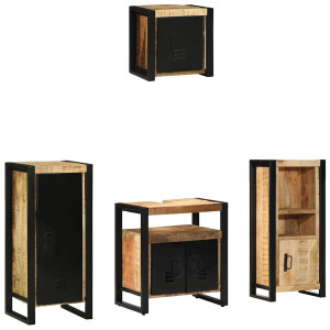vidaXL Badkamermeubelset 4 pcs Bruin en zwart Massief Mango Hout
