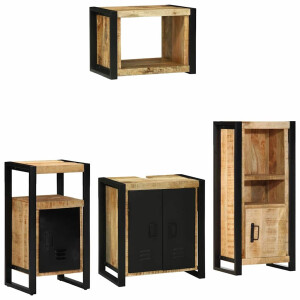 vidaXL Badkamermeubelset 4 pcs Bruin en zwart Massief Mango Hout