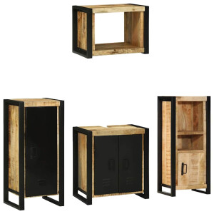 vidaXL Badkamermeubelset met plank 4 pcs Bruin Massief Gerecycled Hout