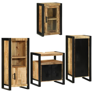 vidaXL Badkamermeubelset met plank 4 pcs Bruin Massief Mango Hout
