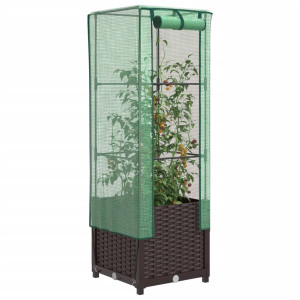 vidaXL Plantenbak verhoogd met kashoes 40x40x139 cm rattanlook