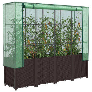 vidaXL Plantenbak verhoogd met kashoes 160x40x153 cm rattanlook