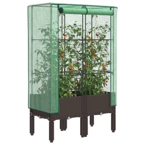 vidaXL Plantenbak verhoogd met kashoes 80x40x140 cm rattanlook