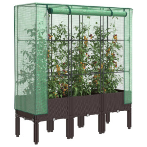 vidaXL Plantenbak verhoogd met kashoes 120x40x140 cm rattanlook