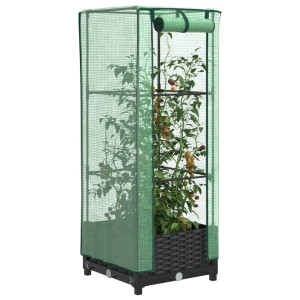 vidaXL Plantenbak verhoogd met kashoes 40x40x123 cm rattanlook