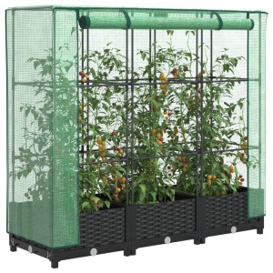 vidaXL Plantenbak verhoogd met kashoes 120x40x123 cm rattanlook