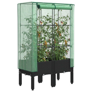 vidaXL Plantenbak verhoogd met kashoes 80x40x140 cm rattanlook
