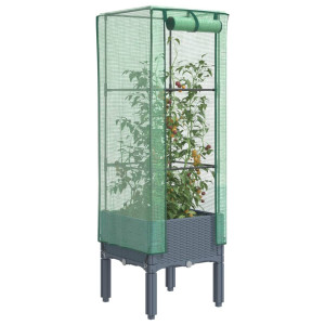 vidaXL Plantenbak verhoogd met kashoes 40x40x140 cm rattanlook